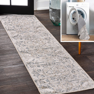Edith Distressed Medallion Low-Pile Machine-Washable Area Rug